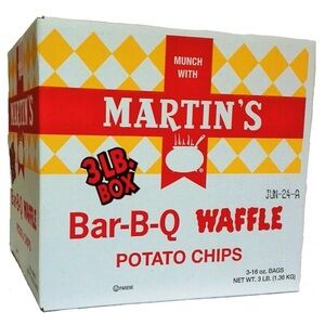 Martin's B-B-Q Waffle Potato Chips (3 LB Box) 3-16oz bags inside PA local chips